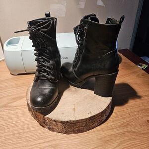 Black Lace-Up Ankle Boots